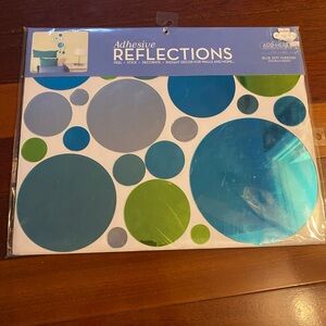 NWT Blue and Green Adhesive Mirror Wall Decals